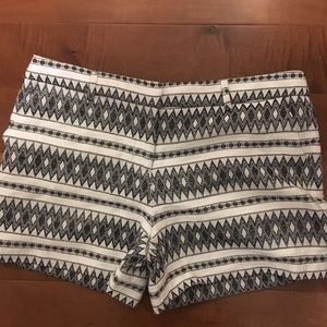 Patterned Black and White Shorts